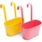 2 Pcs Set Metal Oval Wall Hanging Planters for Indoor and Outdoor Plants, Yellow and Pink, 5 x 10 x 4.5 in.
